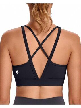 Women's All Black High Impact Sports Bras for High Support Running Sports Bra